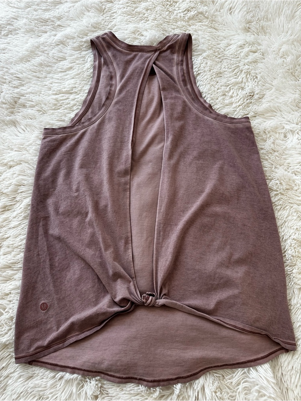LULULEMON All Tied Up Tank Mauve Plum Open Back Tie Yoga Top Size 10 Women’s